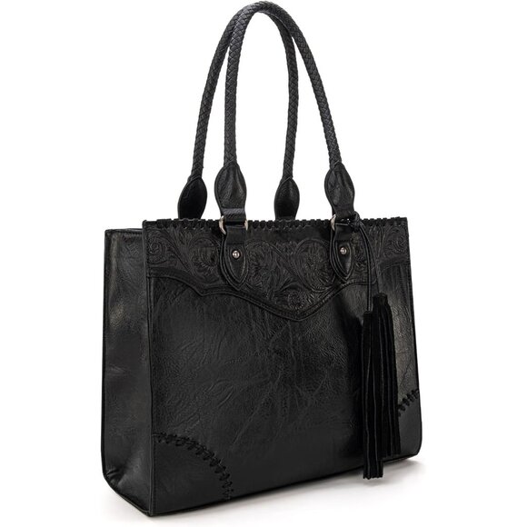 Vintage-Inspired Western Handbag: Vegan Leather with Whipstitch & Fringe Design - Picture 2 of 7